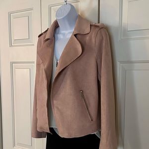 Tahari Cropped Faux Suede Jacket in Blush